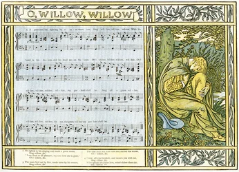 O Willow, Willow, canzone popolare inglese tradizionale, illustrazione da 